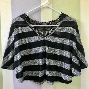 Striped Crop Top with Lace Detailing